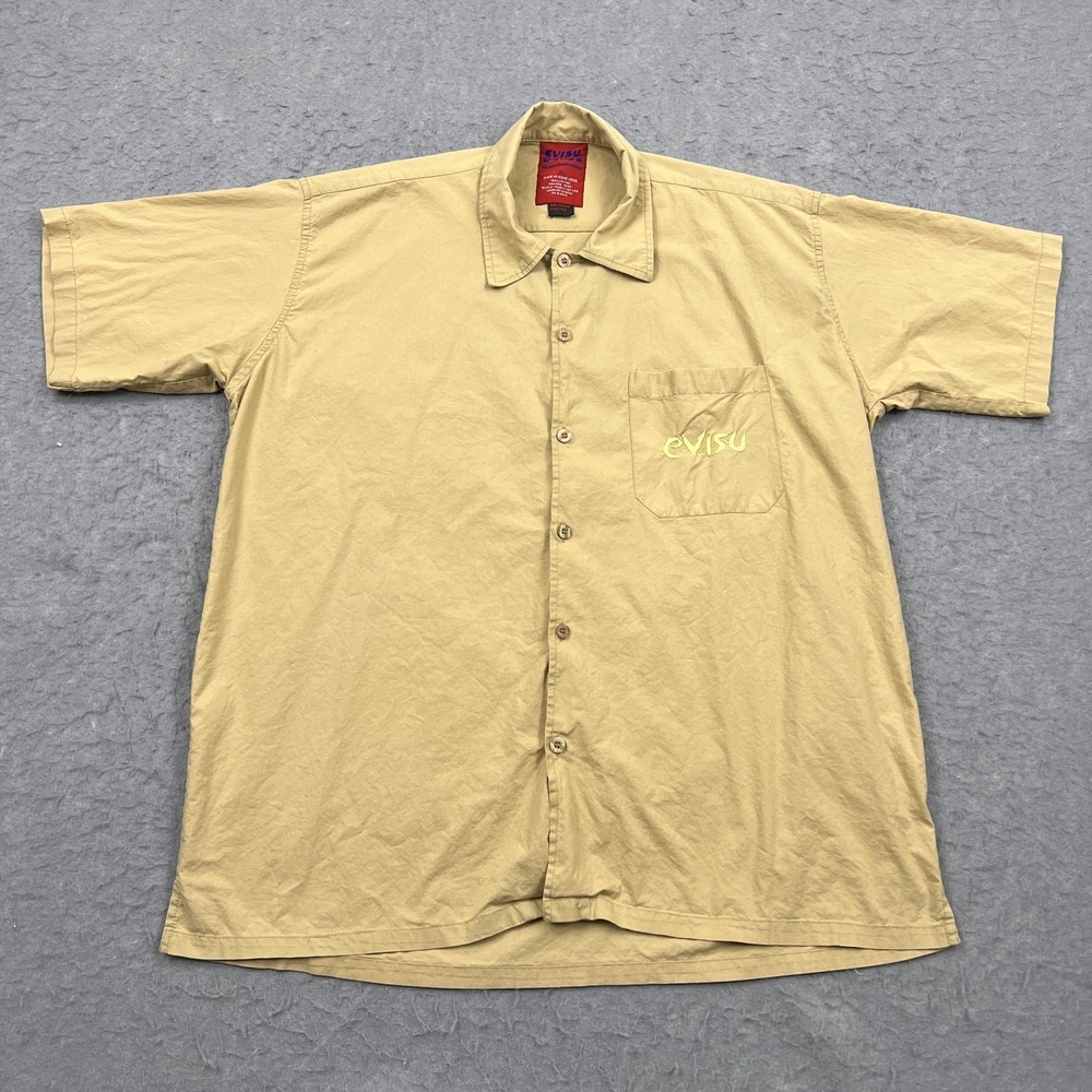Vintage Evisu Genes Regal Safari Shirt Mens XL Japanese Khaki Button Up‎ Y2K 00s